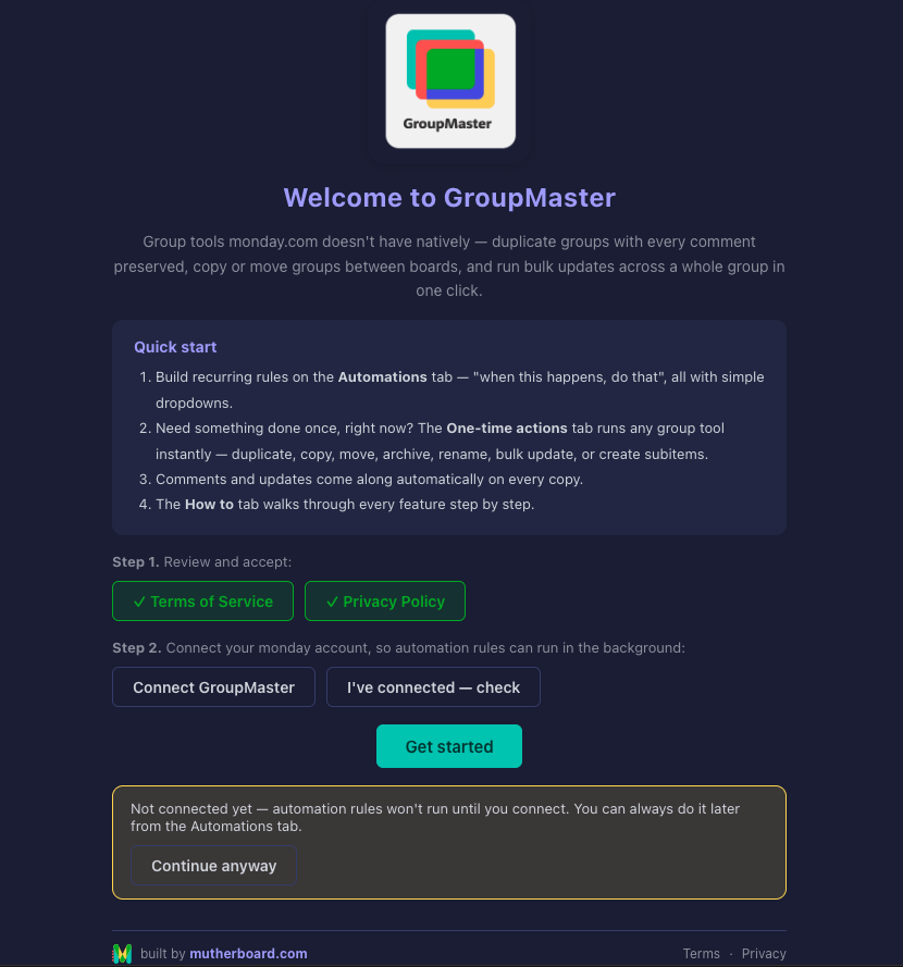The Connect GroupMaster banner